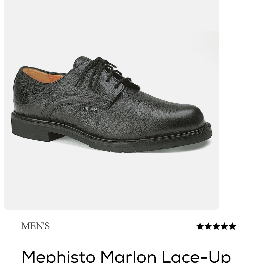 Mephisto Marlon Black Leather Oxfords.